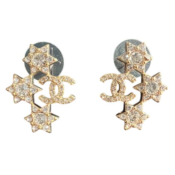 Chanel Crystal Star and Interlocking CC Earrings Autumn 2020 (CCXX025) - Picture 1 of 5